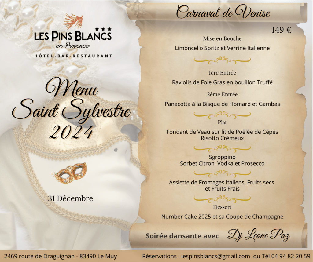 menu St sylvestre OR 2024